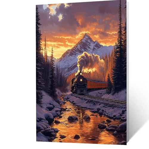Malen Nach Zahlen Erwachsene, Malen Nach Zahlen Berg, DIY Set Erwachsene mit Leinwand Bilder Zug 55 x 40 cm Acrylfarben Set Pinselset, Wandbilder Bastelset Zimmer Deko Geschenke für Frauen YH2F-2757 Malen Nach Zahlen Erwachsene, Malen Nach Zahlen Berg, DIY Set Erwachsene mit Leinwand Bilder Zug 55 x 40 cm Acrylfarben Set Pinselset, Wandbilder Bastelset Zimmer Deko Geschenke für Frauen YH2F-2757 von GUUOYUAL