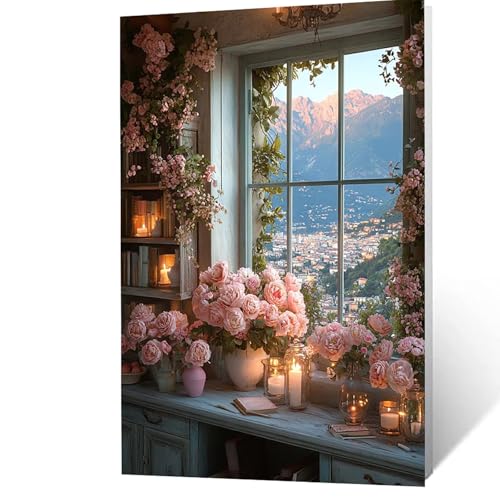 Malen Nach Zahlen Erwachsene, Malen Nach Zahlen Blume, DIY Set Erwachsene mit Leinwand Bilder Fensterbank 30 x 40 CM Acrylfarben Set Pinselset, Wandbilder Bastelset Deko Wohnzimmer Geschenke YH2F-3000 Malen Nach Zahlen Erwachsene, Malen Nach Zahlen Blume, DIY Set Erwachsene mit Leinwand Bilder Fensterbank 30 x 40 CM Acrylfarben Set Pinselset, Wandbilder Bastelset Deko Wohnzimmer Geschenke YH2F-3000 von GUUOYUAL
