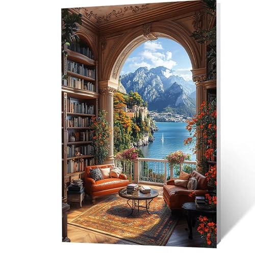 Malen Nach Zahlen Erwachsene, Malen Nach Zahlen Bücherregal, DIY Set Erwachsene mit Leinwand Bilder Meer 40x55cm Acrylfarben Set Pinselset, Wandbilder Bastelset Deko Wohnzimmer Geschenke YH2F-0844 Malen Nach Zahlen Erwachsene, Malen Nach Zahlen Bücherregal, DIY Set Erwachsene mit Leinwand Bilder Meer 40x55cm Acrylfarben Set Pinselset, Wandbilder Bastelset Deko Wohnzimmer Geschenke YH2F-0844 von GUUOYUAL
