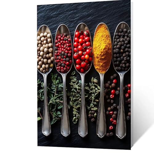 Malen Nach Zahlen Erwachsene, Malen Nach Zahlen Gewürze, DIY Set Erwachsene mit Leinwand Bilder Pflanzen 40 x 55 CM Acrylfarben Set Pinselset, Wandbilder Bastelset Deko Wohnzimmer Geschenke YH2F-2966 von GUUOYUAL