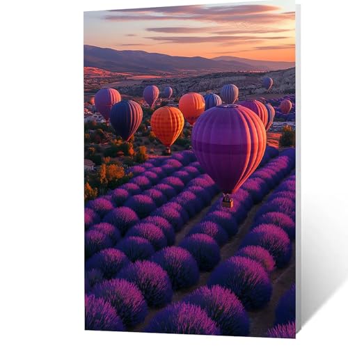 Malen Nach Zahlen Erwachsene, Malen Nach Zahlen Heißluftballon, DIY Set Erwachsene mit Leinwand Bilder Landschaft 50 x 70 cm Acrylfarben Set Pinselset, Wandbilder Bastelset Zimmer Deko YH2F-2594 von GUUOYUAL