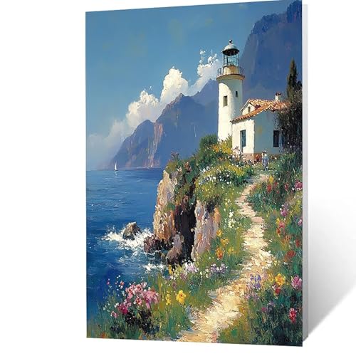 Malen Nach Zahlen Erwachsene, Malen Nach Zahlen Leuchtturm, DIY Set Erwachsene mit Leinwand Bilder Meer 30x40cm Acrylfarben Set Pinselset, Wandbilder Bastelset Deko Wohnzimmer Geschenke YH2F-0863 Malen Nach Zahlen Erwachsene, Malen Nach Zahlen Leuchtturm, DIY Set Erwachsene mit Leinwand Bilder Meer 30x40cm Acrylfarben Set Pinselset, Wandbilder Bastelset Deko Wohnzimmer Geschenke YH2F-0863 von GUUOYUAL