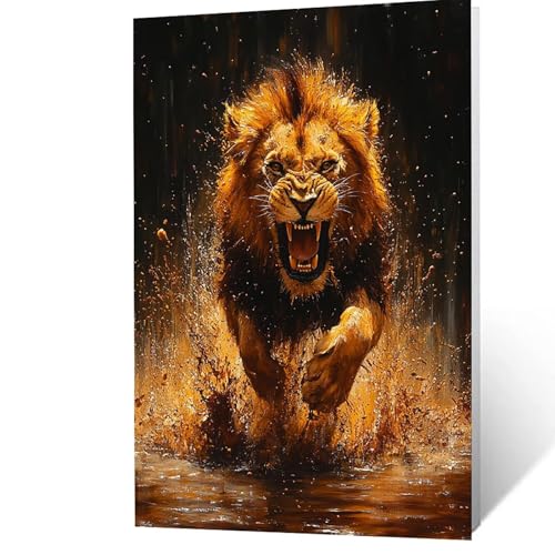 Malen Nach Zahlen Erwachsene, Malen Nach Zahlen Löwe, DIY Set Erwachsene mit Leinwand Bilder Tier 70x95cm Acrylfarben Set Pinselset, Wandbilder Bastelset Deko Wohnzimmer Geschenke für Frauen YH2F-0827 Malen Nach Zahlen Erwachsene, Malen Nach Zahlen Löwe, DIY Set Erwachsene mit Leinwand Bilder Tier 70x95cm Acrylfarben Set Pinselset, Wandbilder Bastelset Deko Wohnzimmer Geschenke für Frauen YH2F-0827 von GUUOYUAL