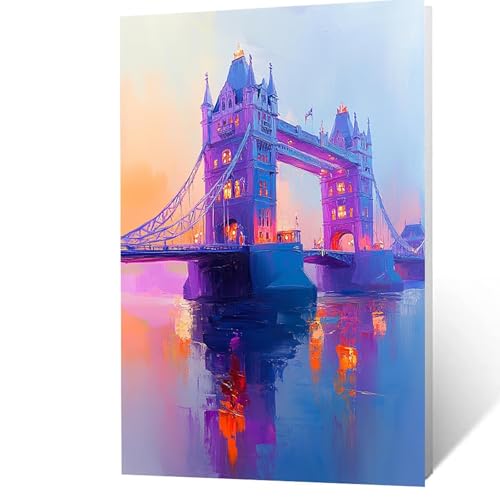 Malen Nach Zahlen Erwachsene, Malen Nach Zahlen London Bridge, DIY Set Erwachsene mit Leinwand Bilder Landschaft 30 x 40 cm Acrylfarben Set Pinselset, Wandbilder Bastelset Zimmer Deko YH2F-2572 von GUUOYUAL