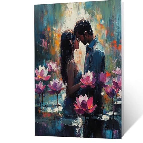 Malen Nach Zahlen Erwachsene, Malen Nach Zahlen Paar, DIY Set Erwachsene mit Leinwand Bilder Blume 40 x 30 cm Acrylfarben Set Pinselset, Wandbilder Bastelset Zimmer Deko Geschenke für Frauen YH2F-2796 von GUUOYUAL