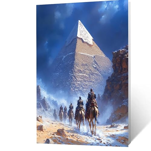 Malen Nach Zahlen Erwachsene, Malen Nach Zahlen Pyramide, DIY Set Erwachsene mit Leinwand Bilder Landschaft 55x40cm Acrylfarben Set Pinselset, Wandbilder Bastelset Deko Wohnzimmer Geschenke YH2F-2685 von GUUOYUAL