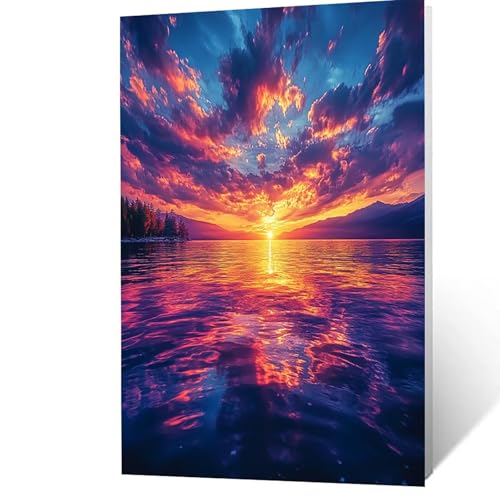 Malen Nach Zahlen Erwachsene, Malen Nach Zahlen Sonnenuntergang, DIY Set Erwachsene mit Leinwand Bilder Landschaft 60x80cm Acrylfarben Set Pinselset, Wandbilder Bastelset Deko WohnZimmer YH2F-4926 Malen Nach Zahlen Erwachsene, Malen Nach Zahlen Sonnenuntergang, DIY Set Erwachsene mit Leinwand Bilder Landschaft 60x80cm Acrylfarben Set Pinselset, Wandbilder Bastelset Deko WohnZimmer YH2F-4926 von GUUOYUAL