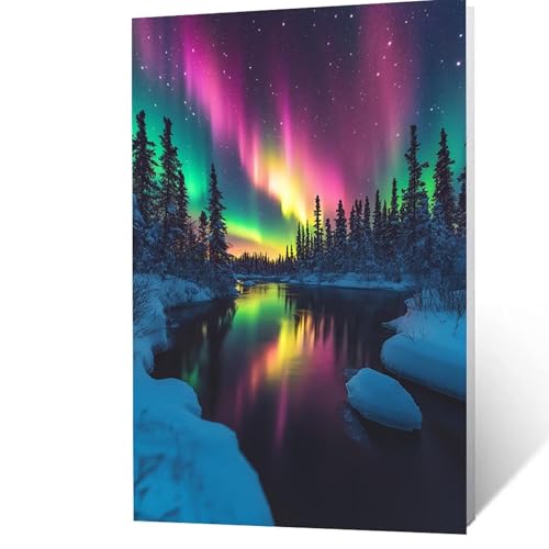 Malen Nach Zahlen Erwachsene 30x40 cm, Malen Nach Zahlen Kinder Aurora, DIY Basteln Erwachsene Leinwand Bilder Sternenhimmel, Paint by Numbers for Adults,Deko Wohnzimmer Geschenke für Frauen YH2F-4974 von GUUOYUAL