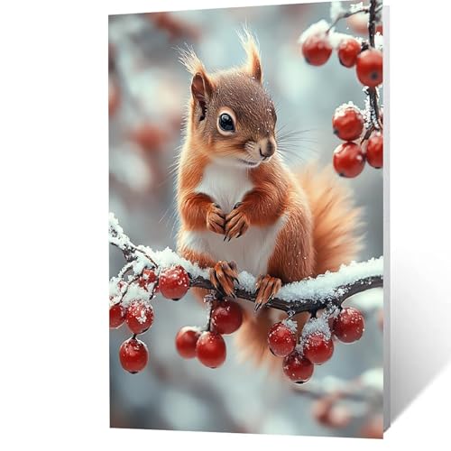 Malen Nach Zahlen Erwachsene 30x40 cm, Malen Nach Zahlen Kinder Eichhörnchen, DIY Basteln Erwachsene Leinwand Bilder Tier, Paint by Numbers for Adults, Deko Wohnzimmer Geschenke für Frauen YH2F-5086 von GUUOYUAL