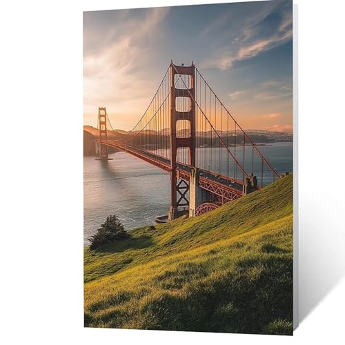 Malen Nach Zahlen Erwachsene 30x40 cm, Malen Nach Zahlen Kinder Golden Gate Bridge, DIY Basteln Erwachsene Leinwand Bilder Meer, Paint by Numbers for Adults, Zimmer Deko Geschenke für Frauen YH2F-4979 von GUUOYUAL