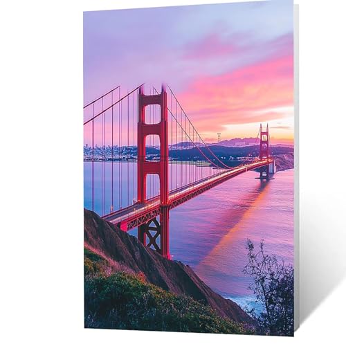 Malen Nach Zahlen Erwachsene 30x40 cm, Malen Nach Zahlen Kinder Golden Gate Bridge, DIY Basteln Erwachsene Leinwand Bilder Stadt, Paint by Numbers for Adults,Zimmer Deko Geschenke für Frauen YH2F-4984 von GUUOYUAL