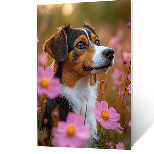 Malen Nach Zahlen Erwachsene 30x40 cm, Malen Nach Zahlen Kinder Hund, DIY Basteln Erwachsene Leinwand Bilder Tier, Paint by Numbers for Adults, Wanddeko Wohnzimmer Geschenke für Frauen YH2F-5076 von GUUOYUAL