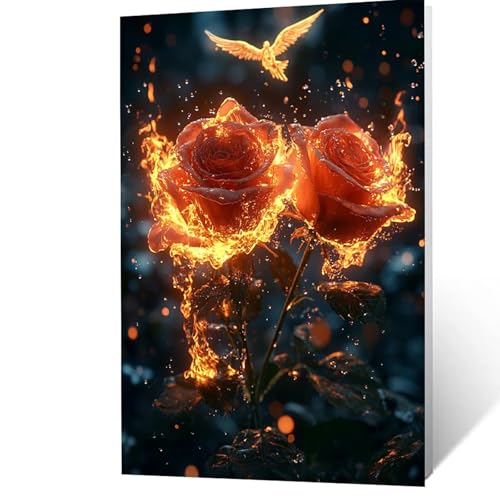Malen Nach Zahlen Erwachsene 30x40 cm, Malen Nach Zahlen Kinder Rose, DIY Basteln Erwachsene Leinwand Bilder Flügel, Paint by Numbers for Adults, Wanddeko Wohnzimmer Geschenke für Frauen YH2F-5051 von GUUOYUAL