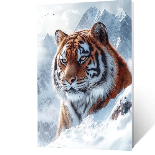 Malen Nach Zahlen Erwachsene 30x40 cm, Malen Nach Zahlen Kinder Tiger, DIY Basteln Erwachsene Leinwand Bilder Schneeberg, Paint by Numbers for Adults,Wanddeko Wohnzimmer Geschenke für Frauen YH2F-5061 von GUUOYUAL