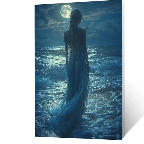 Malen Nach Zahlen Erwachsene 40x55 cm, Malen Nach Zahlen Kinder Frau, DIY Basteln Erwachsene Leinwand Bilder Mond, Paint by Numbers for Adults, Wanddeko Wohnzimmer Geschenke für Frauen YH2F-4990 von GUUOYUAL