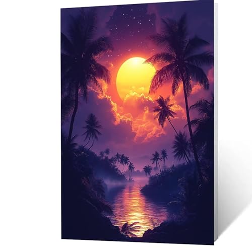 Malen Nach Zahlen Erwachsene 40x55 cm, Malen Nach Zahlen Kinder Mond, DIY Basteln Erwachsene Leinwand Bilder Sternenhimmel, Paint by Numbers for Adults, Deko Wohnzimmer Geschenke für Frauen YH2F-5082 von GUUOYUAL