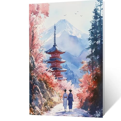 Malen Nach Zahlen Erwachsene 50x70 cm, Malen Nach Zahlen Kinder Japanische Frauen, DIY Basteln Erwachsene Leinwand Bilder Geisha, Paint by Numbers for Adults,Zimmer Deko Geschenke für Frauen YH2F-3436 von GUUOYUAL