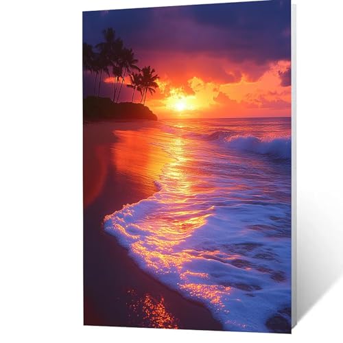 Malen Nach Zahlen Erwachsene 50x70 cm, Malen Nach Zahlen Kinder Sonnenuntergang, DIY Basteln Erwachsene Leinwand Bilder Strand, Paint by Numbers for Adults, Zimmer Deko Geschenke für Frauen YH2F-3466 von GUUOYUAL