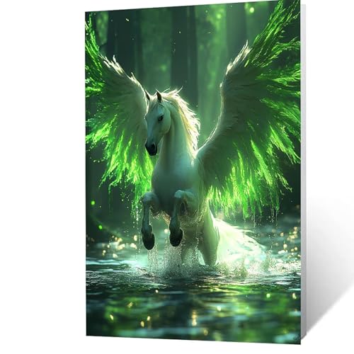 Malen Nach Zahlen Erwachsene 60x80 cm, Malen Nach Zahlen Kinder Horse, DIY Basteln Erwachsene Leinwand Bilder Flügel, Paint by Numbers for Adults, Wanddeko Wohnzimmer Geschenke für Frauen YH2F-3447 von GUUOYUAL