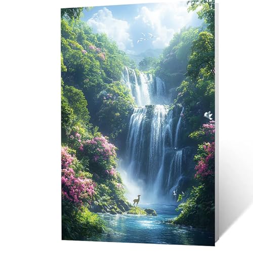 Malen Nach Zahlen Erwachsene 60x80 cm, Malen Nach Zahlen Kinder Wasserfall, DIY Basteln Erwachsene Leinwand Bilder Landschaft, Paint by Numbers for Adults, Zimmer Deko Geschenke für Frauen YH2F-0902 Malen Nach Zahlen Erwachsene 60x80 cm, Malen Nach Zahlen Kinder Wasserfall, DIY Basteln Erwachsene Leinwand Bilder Landschaft, Paint by Numbers for Adults, Zimmer Deko Geschenke für Frauen YH2F-0902 von GUUOYUAL