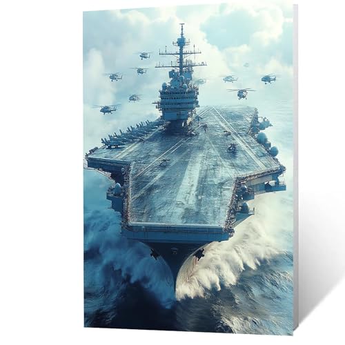 Malen Nach Zahlen Erwachsene 70x95 cm, Malen Nach Zahlen Kinder Flugzeugträger, DIY Basteln Erwachsene Leinwand Bilder Hubschrauber, Paint by Numbers for Adults, Zimmer Deko Geschenke YH2F-3458 von GUUOYUAL
