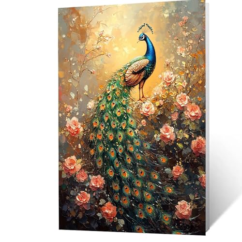 Malen Nach Zahlen Erwachsene 95x70 CM, Malen Nach Zahlen Kinder Pfau, DIY Basteln Erwachsene Leinwand Bilder Blume, Paint by Numbers for Adults, Wanddeko Wohnzimmer Geschenke für Frauen YH2F-0689 Malen Nach Zahlen Erwachsene 95x70 CM, Malen Nach Zahlen Kinder Pfau, DIY Basteln Erwachsene Leinwand Bilder Blume, Paint by Numbers for Adults, Wanddeko Wohnzimmer Geschenke für Frauen YH2F-0689 von GUUOYUAL