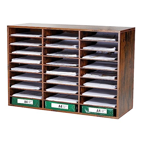 GUUSII HOME Organizer Schreibtisch Büro Papier Ablagefächer Retro Schwarz Briefablage Quer Ordnungssystem Stapelsysteme Aktenablage Bürobedarf Ablagen Ablagekorb Groß 80x55.1x30.5cm mit 27 Fächern von GUUSII HOME