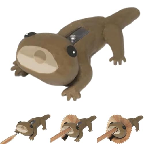 Kleiner Echsenstiftschärfer, niedlicher Cartoon Green Rackhalle Echsenformen Formen Bleistiftspitzer, lustige Handbuch tragbare Holzbearbeitung, Kawaii Tierstationärgeschenke, für Kinder (1pcs) von GUUZETU