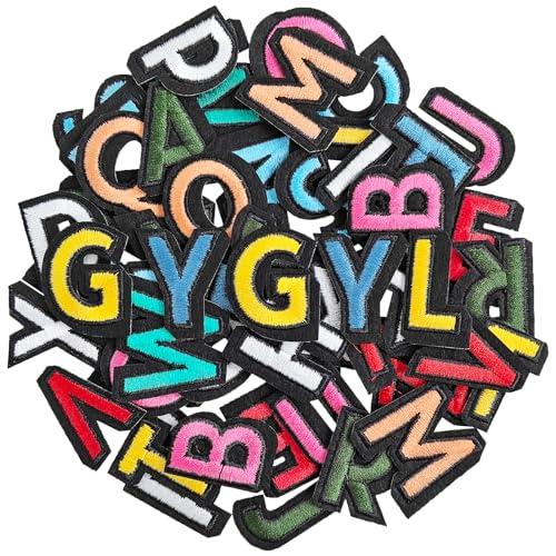 GYGYL 104 Stück Bügelbilder, bestickte Buchstaben A-Z, für Kleidung, Kleid, Hut, Socken, Jeans, DIY-Zubehör, 3,8 cm, bunt GYGYL 104 Stück Bügelbilder, bestickte Buchstaben A-Z, für Kleidung, Kleid, Hut, Socken, Jeans, DIY-Zubehör, 3,8 cm, bunt von GUYI