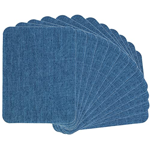 GYGYL 12 Pieces Premium Quality Denim Iron-on Jean Patches, Inside & Outside Strongest Glue 100% Cotton of Blue Repair Decorating Kit, Size 3" by 4-1/4" (7.5 cm x 10.5 cm) von GUYI