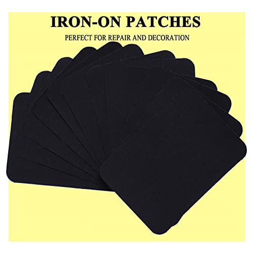 GYGYL 12Pcs 100% Cotton Iron-on Patches, Repair Patches for Clothing, Iron on for Inside Jeans and Clothing Repair (Black) von GUYI