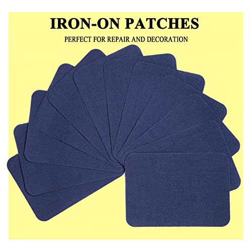 GYGYL 12Pcs 100% Cotton Iron-on Patches, Repair Patches for Clothing, Iron on for Inside Jeans and Clothing Repair (Dark Blue) von GUYI