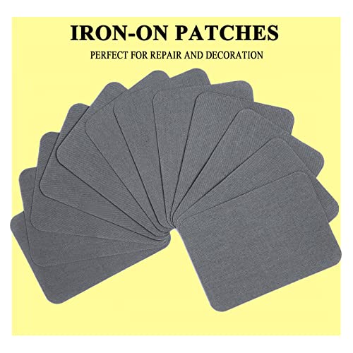 GYGYL 12Pcs 100% Cotton Iron-on Patches, Repair Patches for Clothing, Iron on for Inside Jeans and Clothing Repair (Dark Grey) von GUYI
