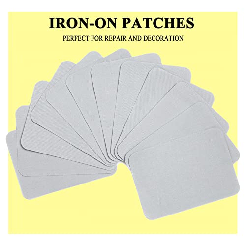 GYGYL 12Pcs 100% Cotton Iron-on Patches, Repair Patches for Clothing, Iron on for Inside Jeans and Clothing Repair (Light Grey) von GUYI