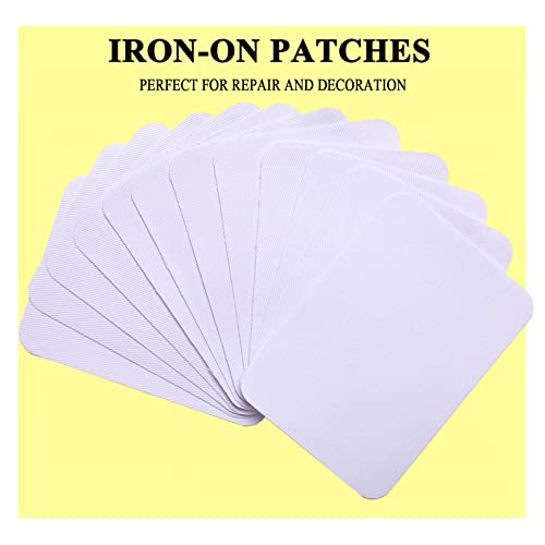 GYGYL 12Pcs 100% Cotton Iron-on Patches, Repair Patches for Clothing, Iron on for Inside Jeans and Clothing Repair (White) von GUYI