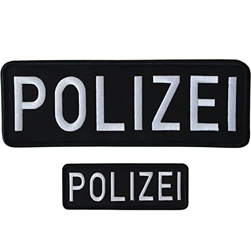 GYGYL 2 Pack Black POLIZEI Patch with Hook and Loop, for Police Vest Jacket Back Panel (1Pcs Small and 1Pcs Large) von GUYI