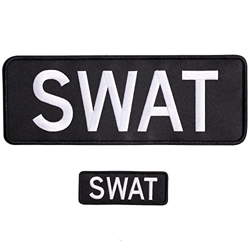GYGYL 2 Pack Swat Patch with Hook and Loop, for Police Vest Jacket Back Panel-White (1Pcs Small and 1Pcs Large) von GUYI