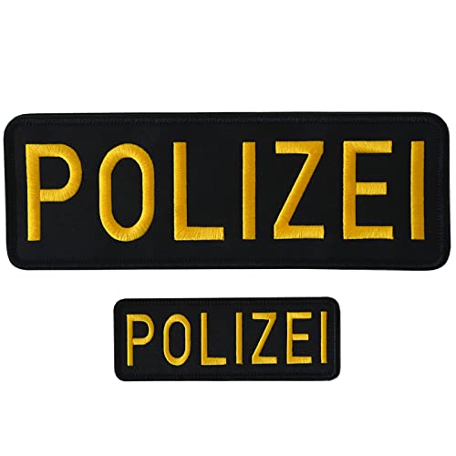 GYGYL 2 Pack Yellow POLIZEI Patch with Hook and Loop, for Police Vest Jacket Back Panel (1Pcs Small and 1Pcs Large) von GUYI