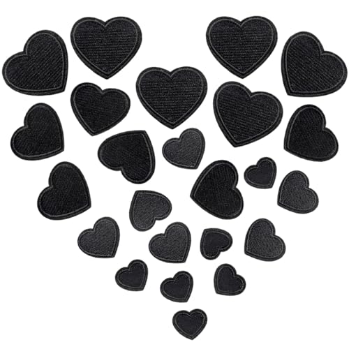 GYGYL 24 Pieces Heart Iron on Patches, Embroidered Sew on/Iron on Patch Applique for Clothes, Dress, Hat, Jeans, DIY Accessories-Black GYGYL 24 Pieces Heart Iron on Patches, Embroidered Sew on/Iron on Patch Applique for Clothes, Dress, Hat, Jeans, DIY Accessories-Black von GUYI