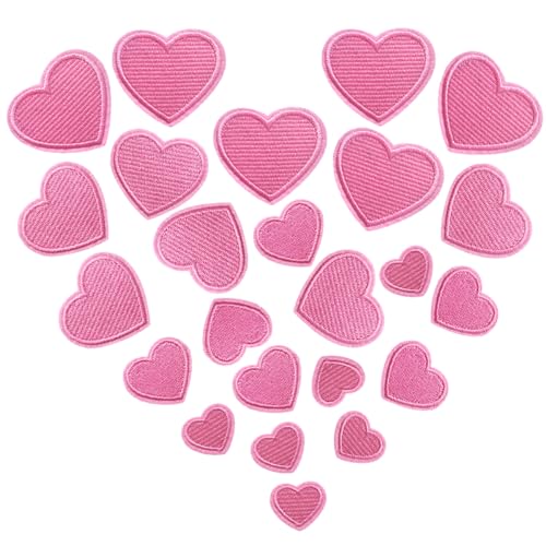 GYGYL 24 Pieces Heart Iron on Patches, Embroidered Sew on/Iron on Patch Applique for Clothes, Dress, Hat, Jeans, DIY Accessories-Pink von GUYI