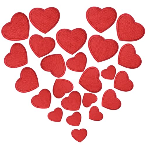 GYGYL 24 Pieces Heart Iron on Patches, Embroidered Sew on/Iron on Patch Applique for Clothes, Dress, Hat, Jeans, DIY Accessories-Red von GUYI