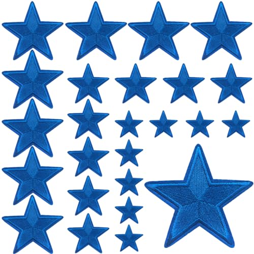 GYGYL 24 Pieces Star Iron on Patch, Embroidered Sew on/Iron on Patch Applique for Clothes, Dress, Hat, Jeans, DIY Accessories(Rolay Blue) von GUYI