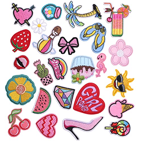 GYGYL 25 Pieces Girls Iron on Patches, DIY Sewing Appliqué Repair Patch for Sew-on/Iron-on for Jackets, Jeans, Trousers, Backpacks, Clothing von GUYI