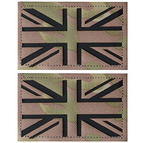 GYGYL 2PCS British Union Jack Reflective IR Tactical Patch, Tactical Patches Morale Applique with Hook and Loop for Military Uniform Tactical Bag Jacket Jeans Hat (Camo) von GUYI