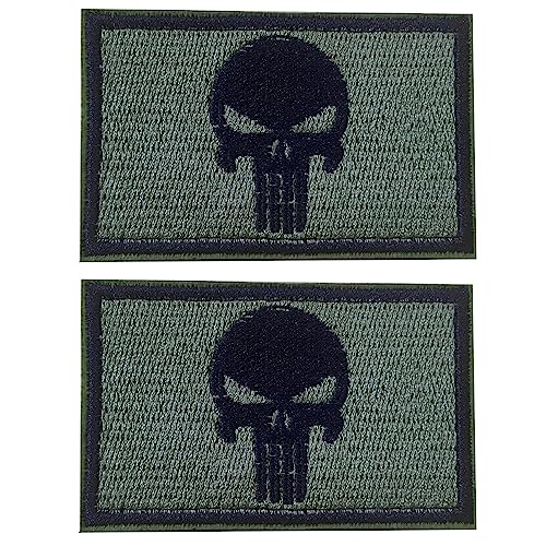 GYGYL 2PCS Dead Skull Patch Tactical Morale Hook & Loop Patches for Tactical Military Uniform Tactical Bag Jacket Jeans Hat-Green von GUYI