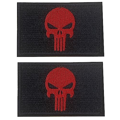 GYGYL 2PCS Dead Skull Patch Tactical Morale Hook & Loop Patches for Tactical Military Uniform Tactical Bag Jacket Jeans Hat-Red von GUYI