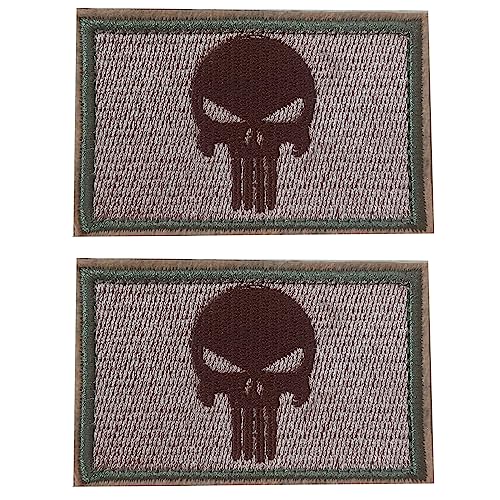GYGYL 2PCS Dead Skull Patch Tactical Morale Hook & Loop Patches for Tactical Military Uniform Tactical Bag Jacket Jeans Hat-Tan von GUYI