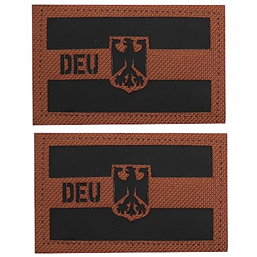 GYGYL 2PCS Reflective German Army Flag Patch, Germany IR Flag Patch, Tactical Morale Patches Hook and Loop Applique for Military Uniform Tactical Bag Jacket Jeans Hat-Brown von GUYI