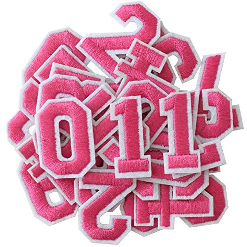 GYGYL 30 Pieces Iron on Numbers Patches, Pink Number Patches, Numbers 0-9 Applique for Clothes, Dress, Hat, Socks, Jeans, DIY Accessories von GUYI