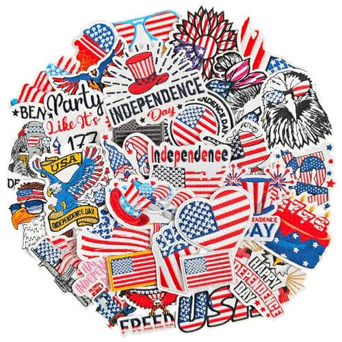 GYGYL 32 Stück Unabhängigkeitstag Aufbügler Patches 4. Juli patriotische Applikationen mit amerikanischer Flagge, patriotischer bestickter Aufnäher für Kleidung, Hüte, Taschen, Kleid, Jacke GYGYL 32 Stück Unabhängigkeitstag Aufbügler Patches 4. Juli patriotische Applikationen mit amerikanischer Flagge, patriotischer bestickter Aufnäher für Kleidung, Hüte, Taschen, Kleid, Jacke von GUYI
